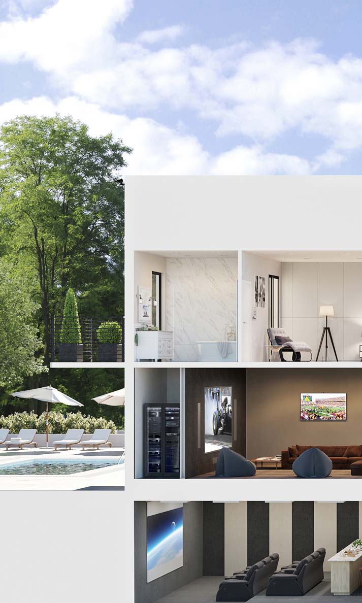 cross section of a modern white home