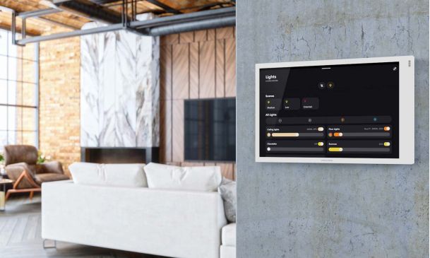 Crestron touch panel with interface for lighting control