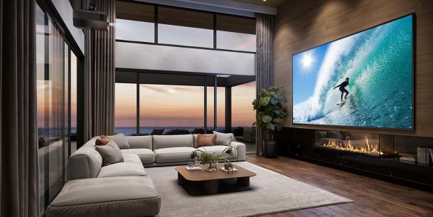 Large screen TV in the great room form Sony 